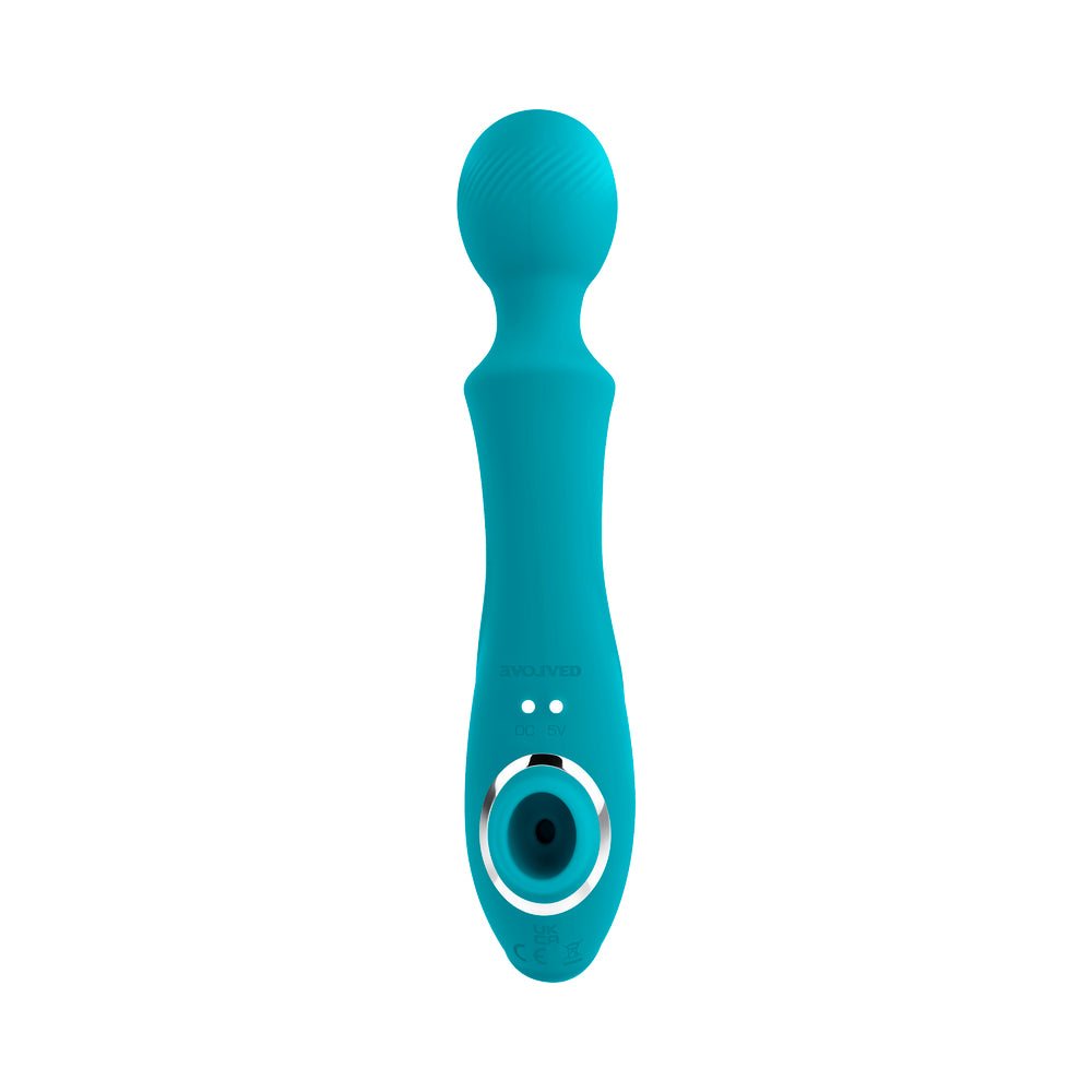 Evolved Wanderful Sucker Rechargeable Wand with Suction Silicone Teal - Image 3