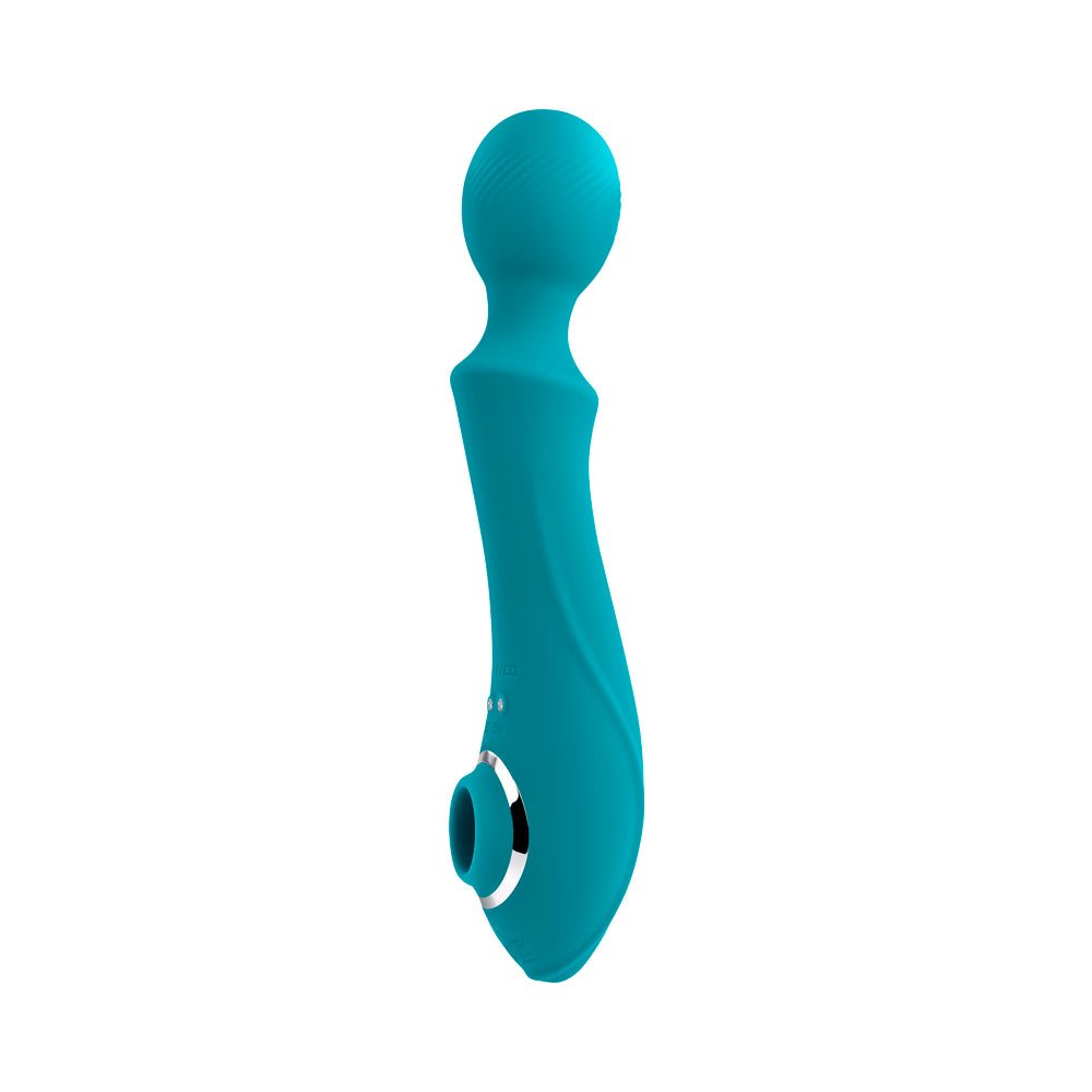 Evolved Wanderful Sucker Rechargeable Wand with Suction Silicone Teal - Image 4