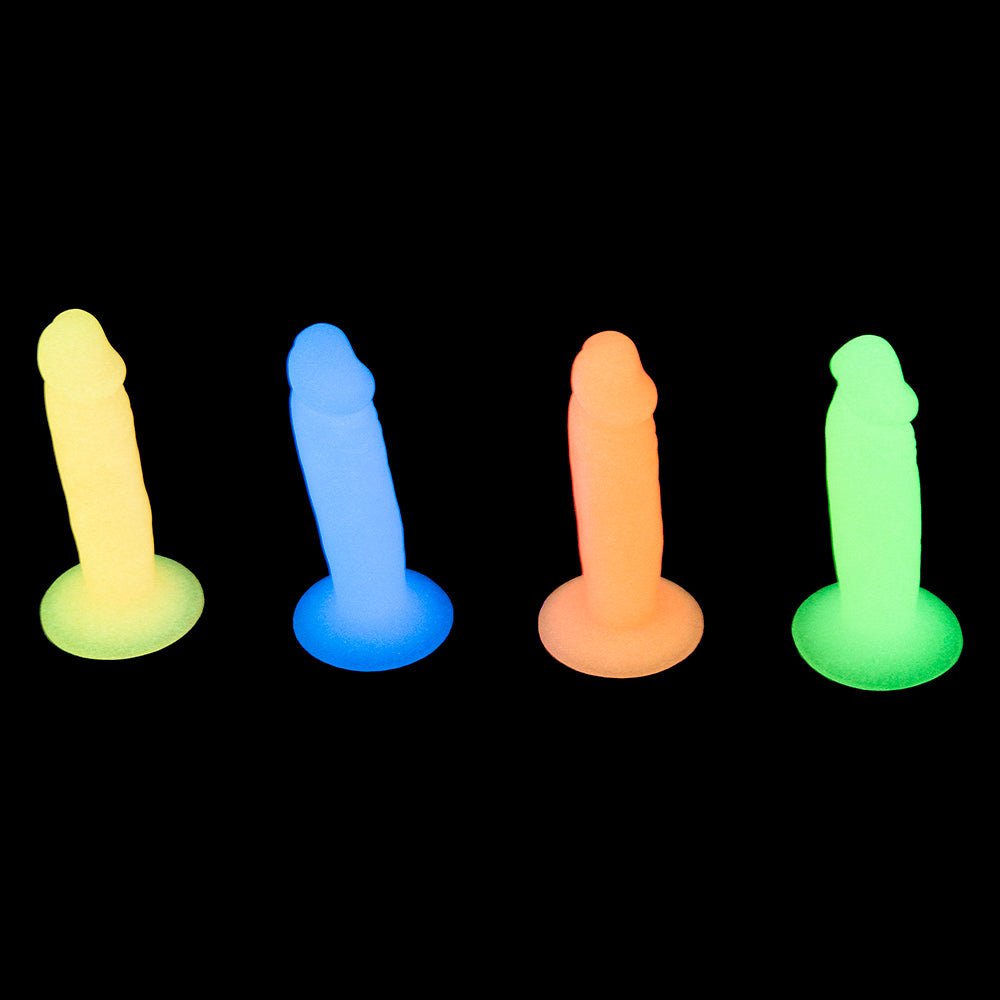 Addiction Silly Willy Glow-in-the-Dark 3.3 in. Silicone Dildo 12-Piece Fishbowl Display - Image 5