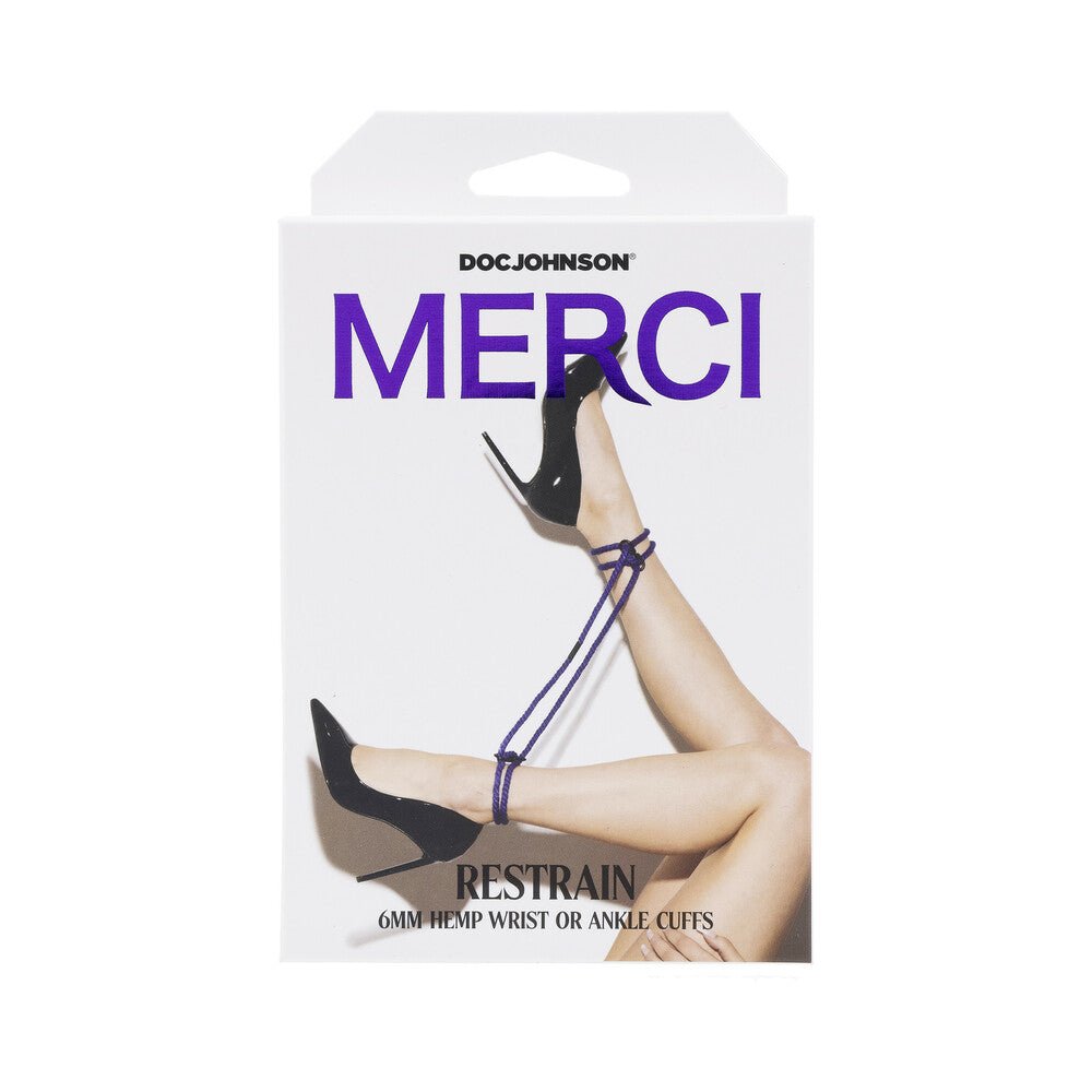 Merci Restrain 6mm Hemp Wrist or Ankle Cuffs Violet - Image 6