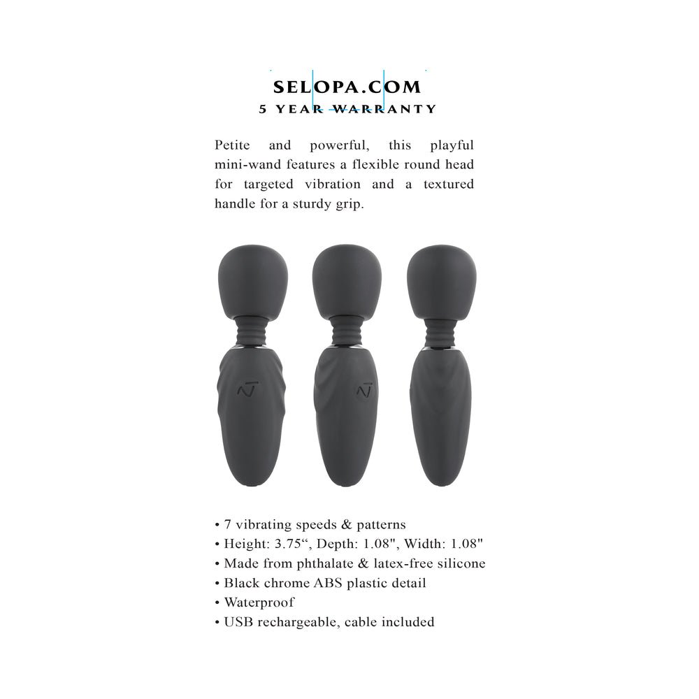 Selopa Buzz One Out Rechargeable Silicone Mini Wand Vibrator Black - Image 8