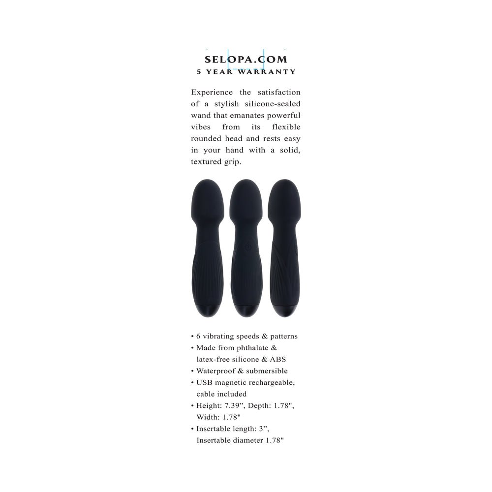 Selopa Power Trip Rechargeable Vibrating Wand Silicone Black - Image 9