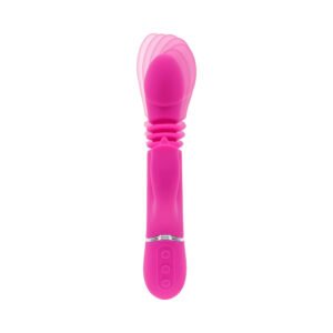 Alternative view of Evolved Pink Dragon Rechargeable Thrusting Dual Stimulator Silicone Pink