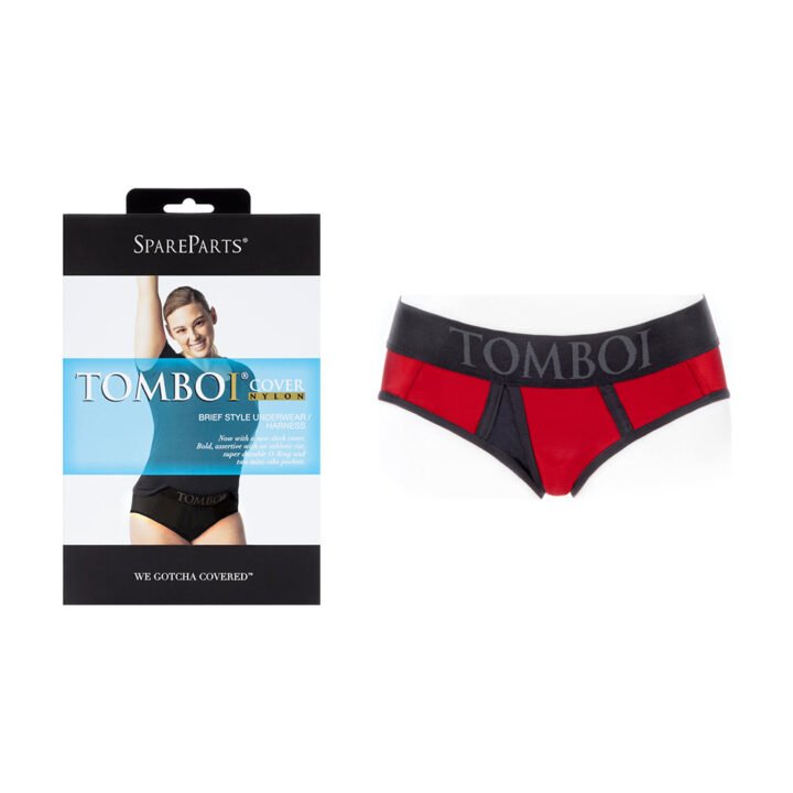 SpareParts Tomboi Cover Brief Style Underwear Harness Nylon Red/Black 5XL
