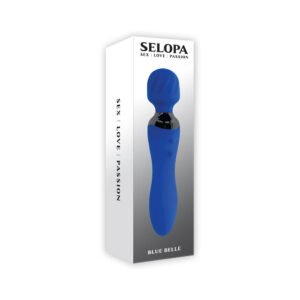 Selopa Blue Belle Rechargeable Dual-Ended Wand Vibrator Silicone Blue