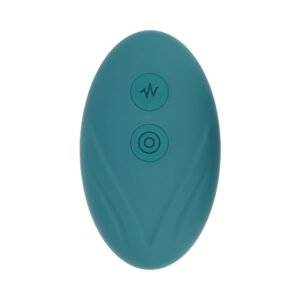 Alternative view of Evolved Oval Office Rechargeable Vibrating Egg with Remote Silicone Teal