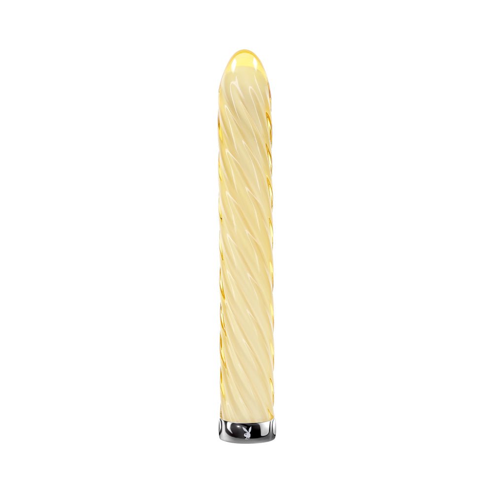 Playboy Twist Of Fate Rechargeable Glass Vibrator Yellow - Image 2