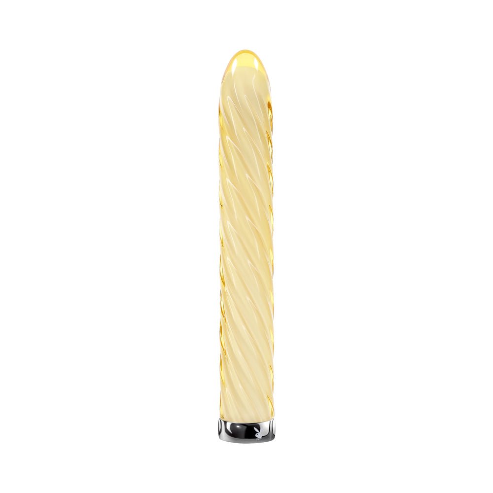 Playboy Twist Of Fate Rechargeable Glass Vibrator Yellow - Image 3
