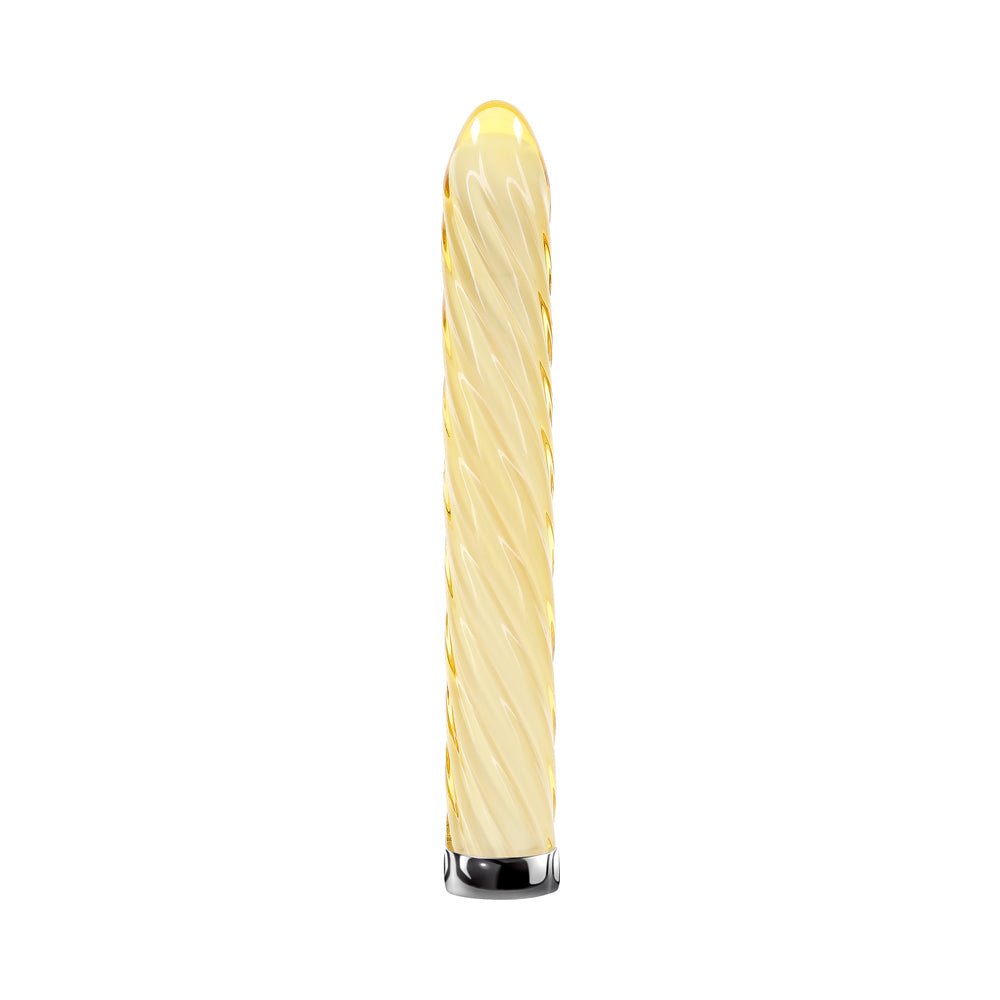 Playboy Twist Of Fate Rechargeable Glass Vibrator Yellow - Image 4
