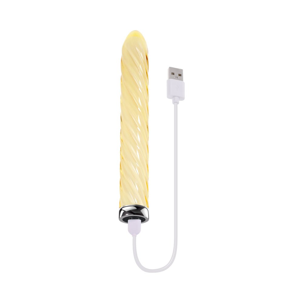 Playboy Twist Of Fate Rechargeable Glass Vibrator Yellow - Image 7