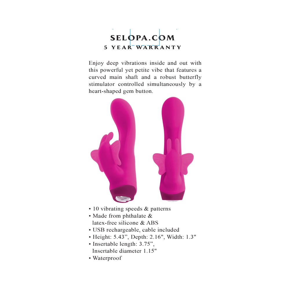 Selopa Butterfly Love Rechargeable Vibrating Dual Stimulator Silicone Pink - Image 7