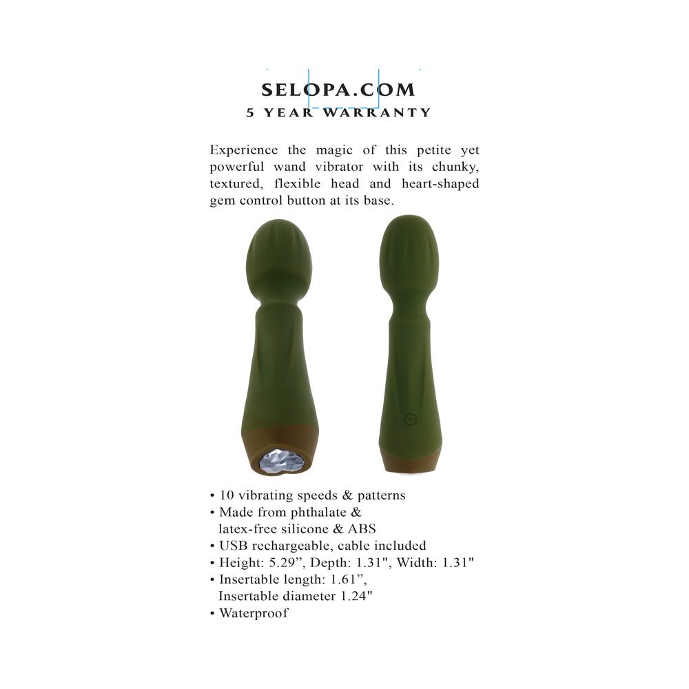 Selopa Heartfelt Rechargeable Vibrating Mini Wand Silicone Green - Image 8