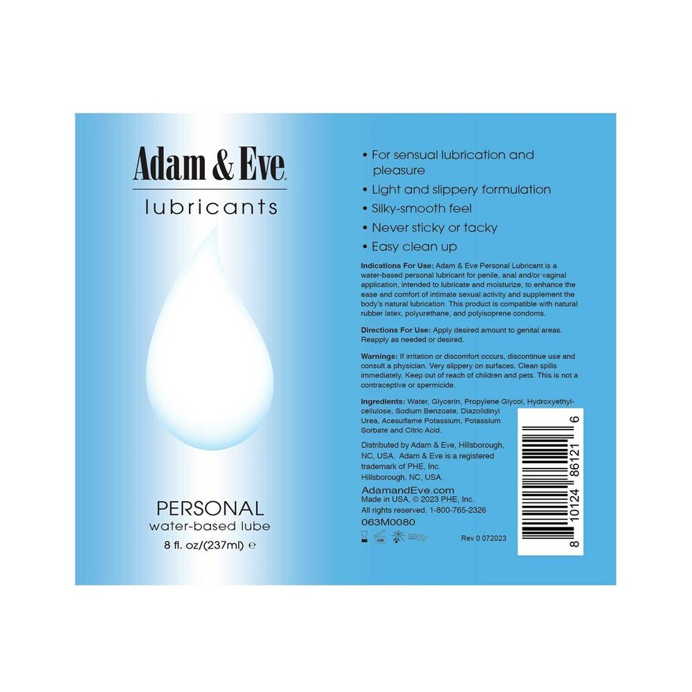 Adam & Eve Personal Water-Based Lubricant 8 oz. - Image 3