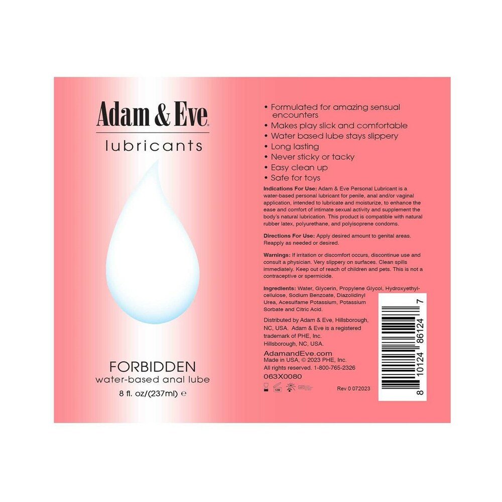 Adam & Eve Forbidden Water-Based Anal Lubricant 8 oz. - Image 3