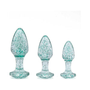 Alternative view of Adam & Eve Glitter Gem Butt Plug Set Blue