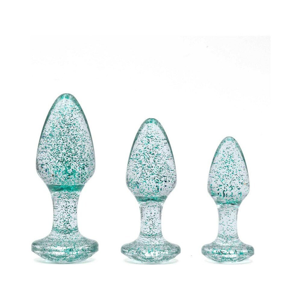 Adam & Eve Glitter Gem Butt Plug Set Blue - Image 2