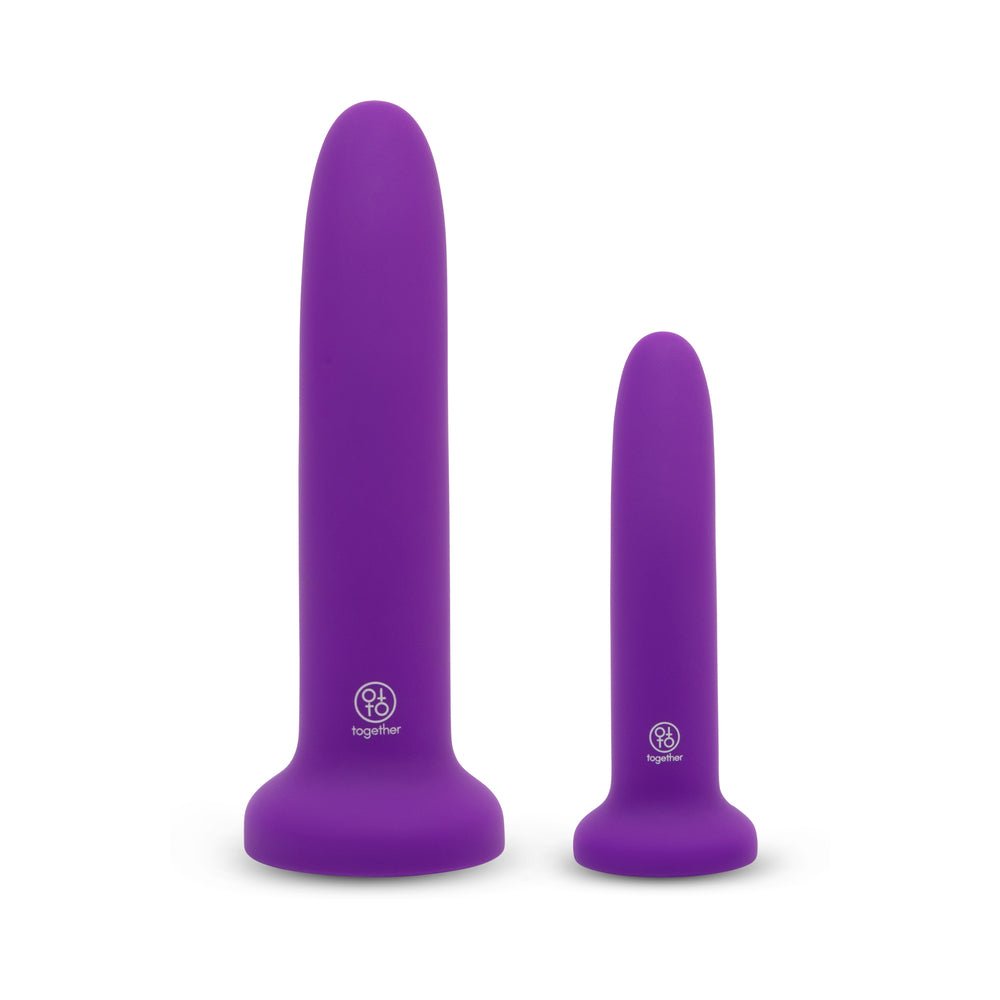 Together Duo 2-Piece 5 / 7 in. Silicone Dildo & Harness Set Purple - Image 5