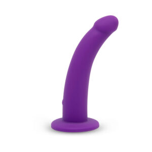 Together Tilt 7 in. Vibrating Silicone Dildo & Harness Set Purple - Image 4