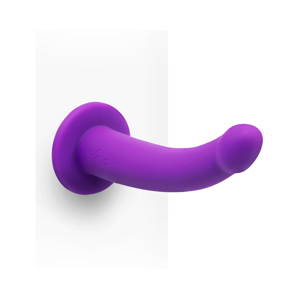 Together Tilt 7 in. Vibrating Silicone Dildo & Harness Set Purple - Image 8