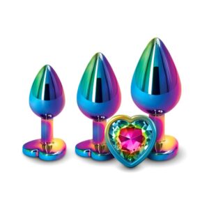 Alternative view of Adam & Eve Rainbow Heart Anal Plug Training Set