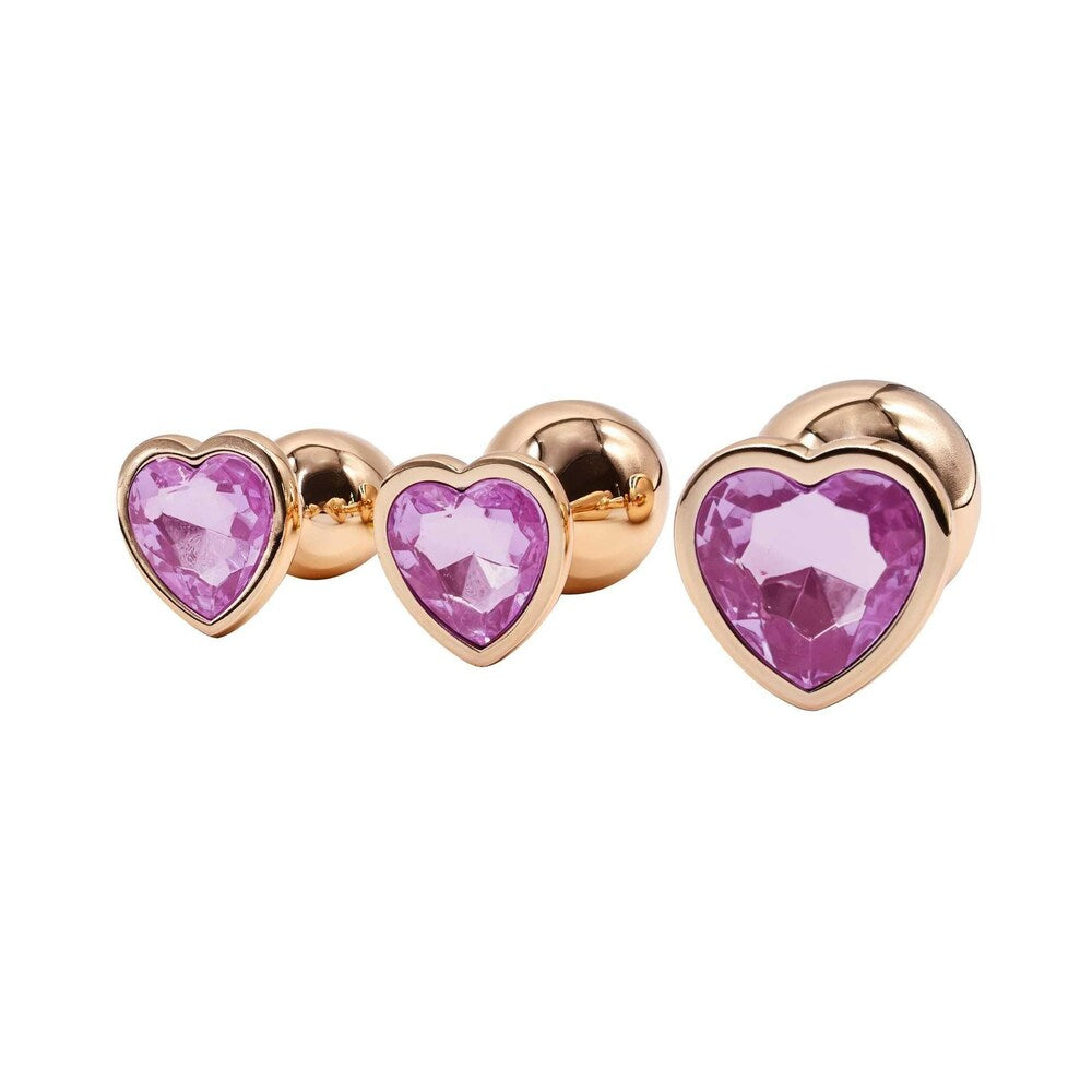 Adam & Eve Rose Gold Pink Heart Anal Plug Training Set - Image 4