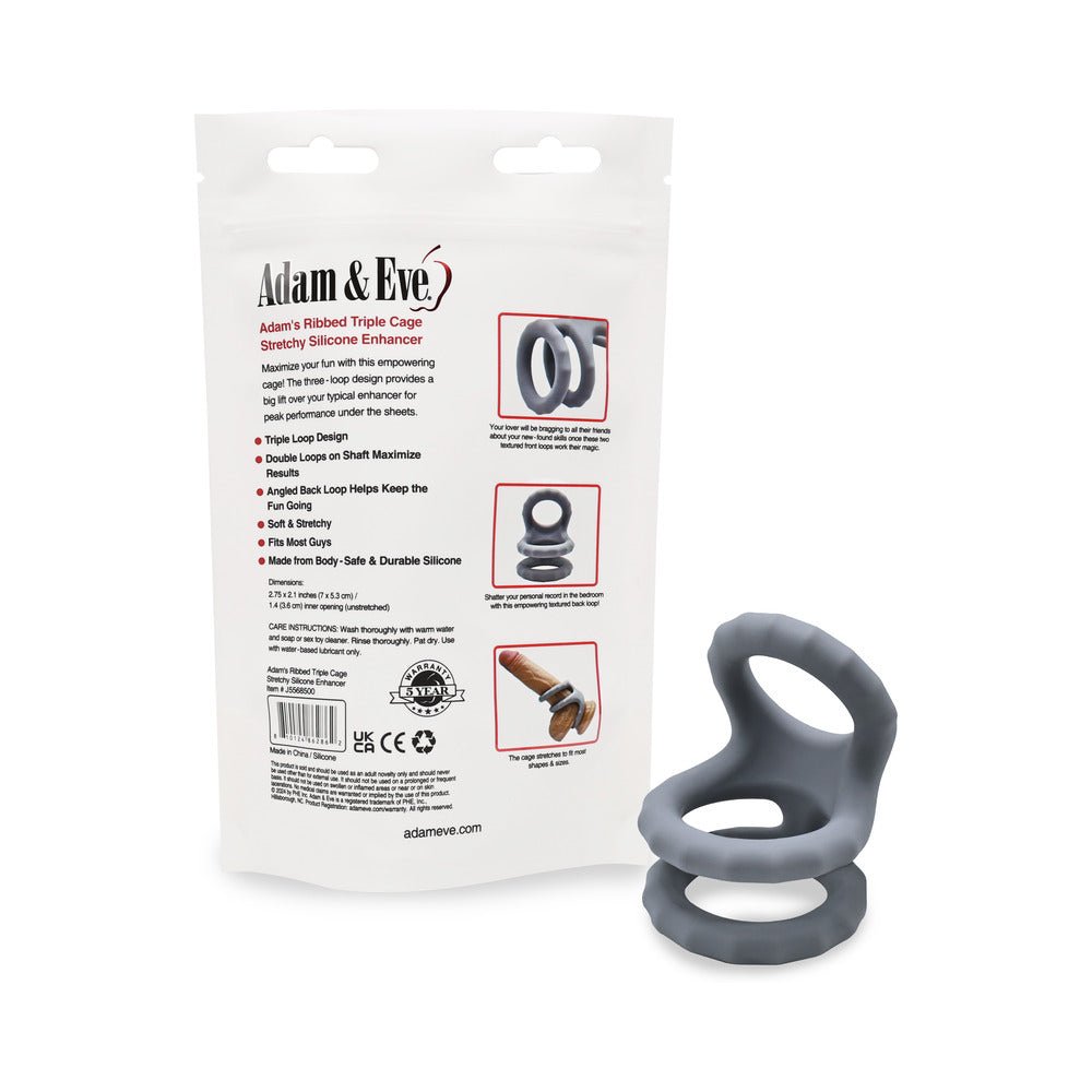 Adam & Eve Adam''s Ridged Triple Cage (Bag Packaging) - Image 6