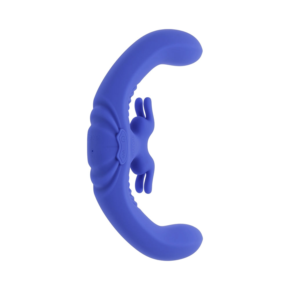 Evolved Lovebirds Rechargeable Silicone Remote-Controlled Dual-Ended Vibrator Blue - Image 3