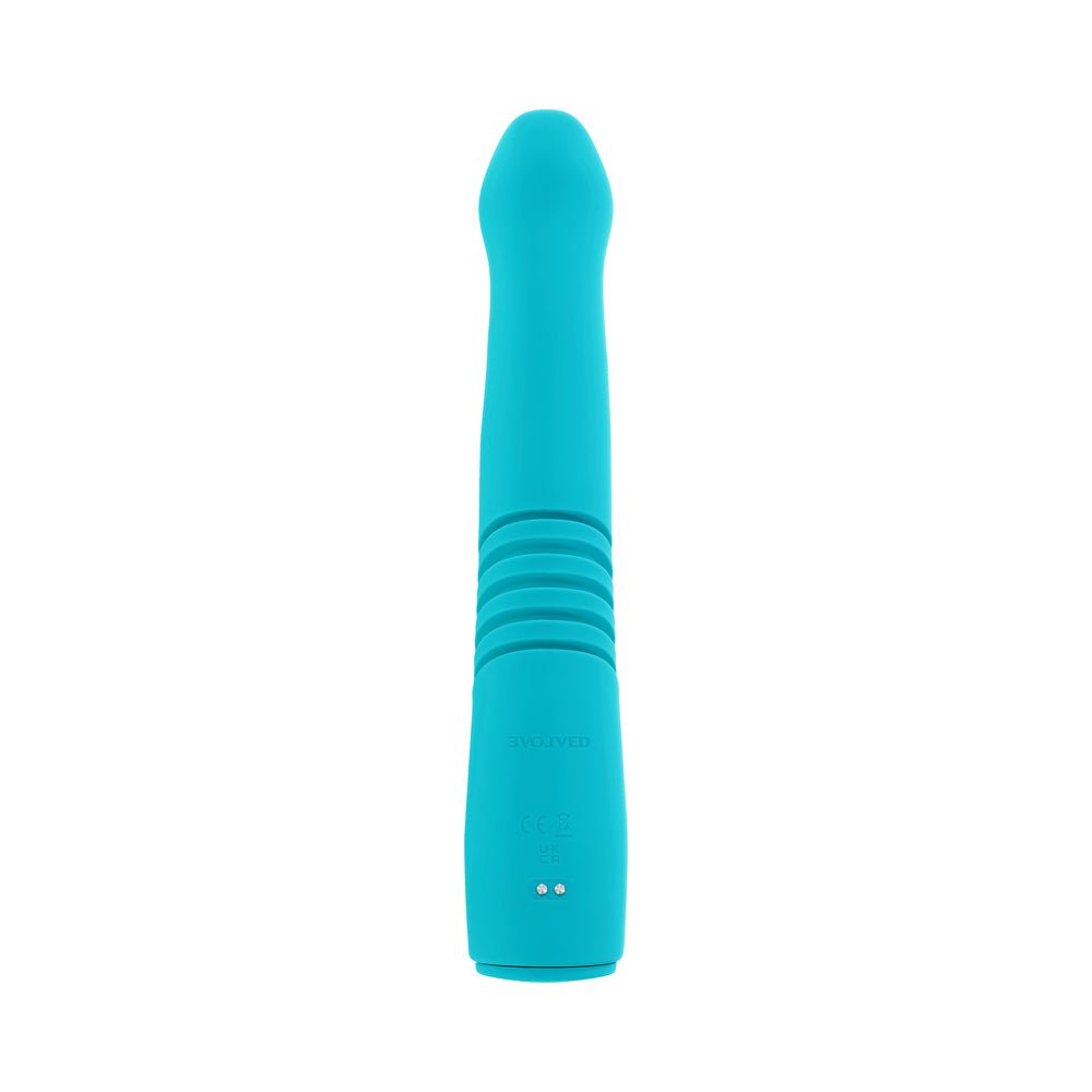 Evolved Bunny Hop Rechargeable Silicone Thrusting Rabbit Vibrator Teal - Image 5