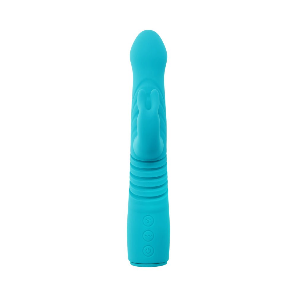 Evolved Bunny Hop Rechargeable Silicone Thrusting Rabbit Vibrator Teal - Image 8