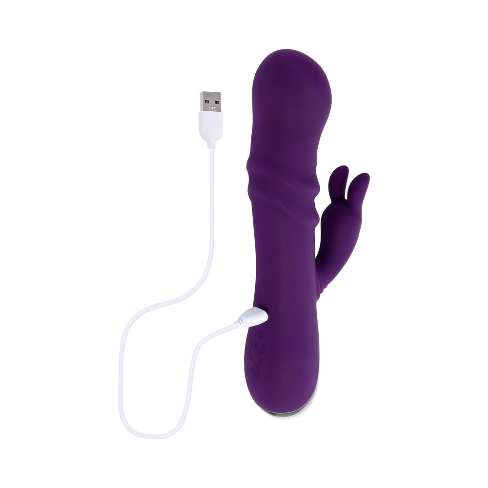 Playboy Bunny Punch Rechargeable Silicone Rabbit Vibrator Purple - Image 8