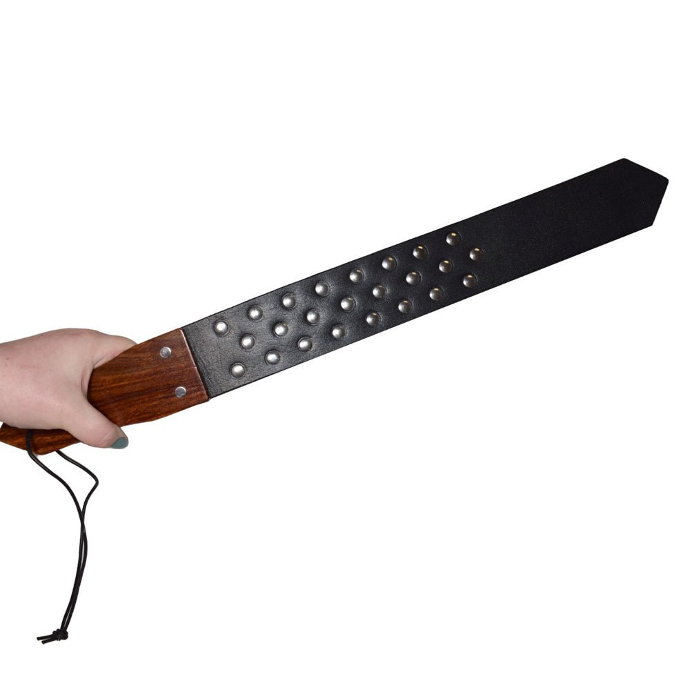 Prowler RED Leather and Wood Studded Paddle - Image 2
