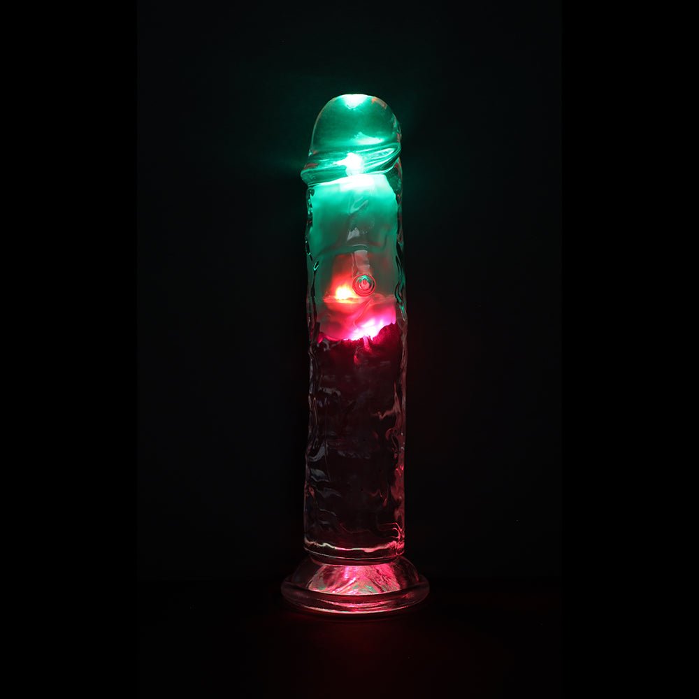 RealRock Wireless Rechargeable Remote Control LED Vibrating 8 in. Dildo Clear - Image 6