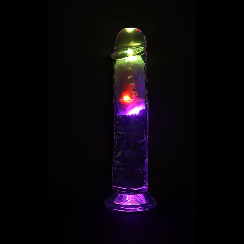 RealRock Wireless Rechargeable Remote Control LED Vibrating 8 in. Dildo Clear - Image 7