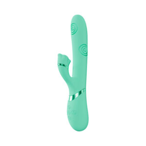 Alternative view of VIVE Fiore Rechargeable G-Spot Air Wave and Tapping Flared Clit Stimulator Green