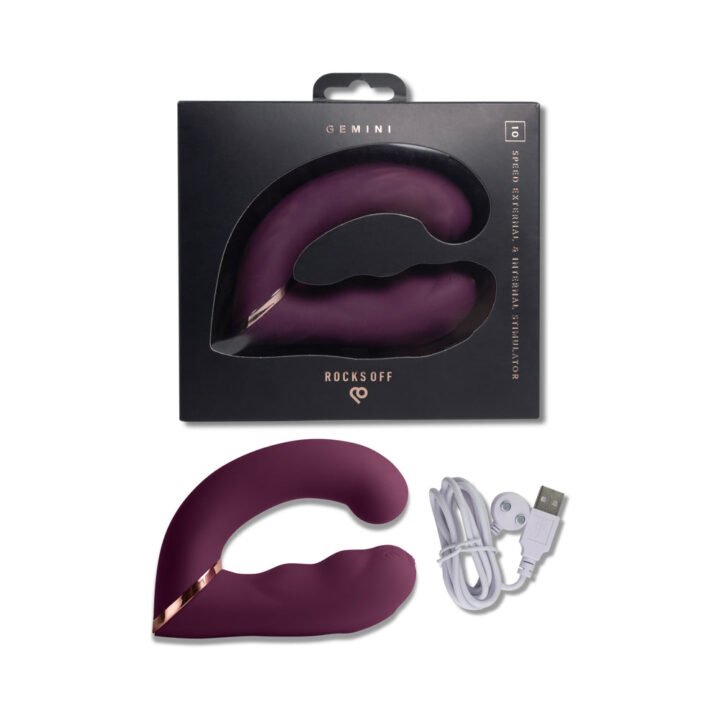 Rocks-Off Gemini Dual Stimulator Burgundy