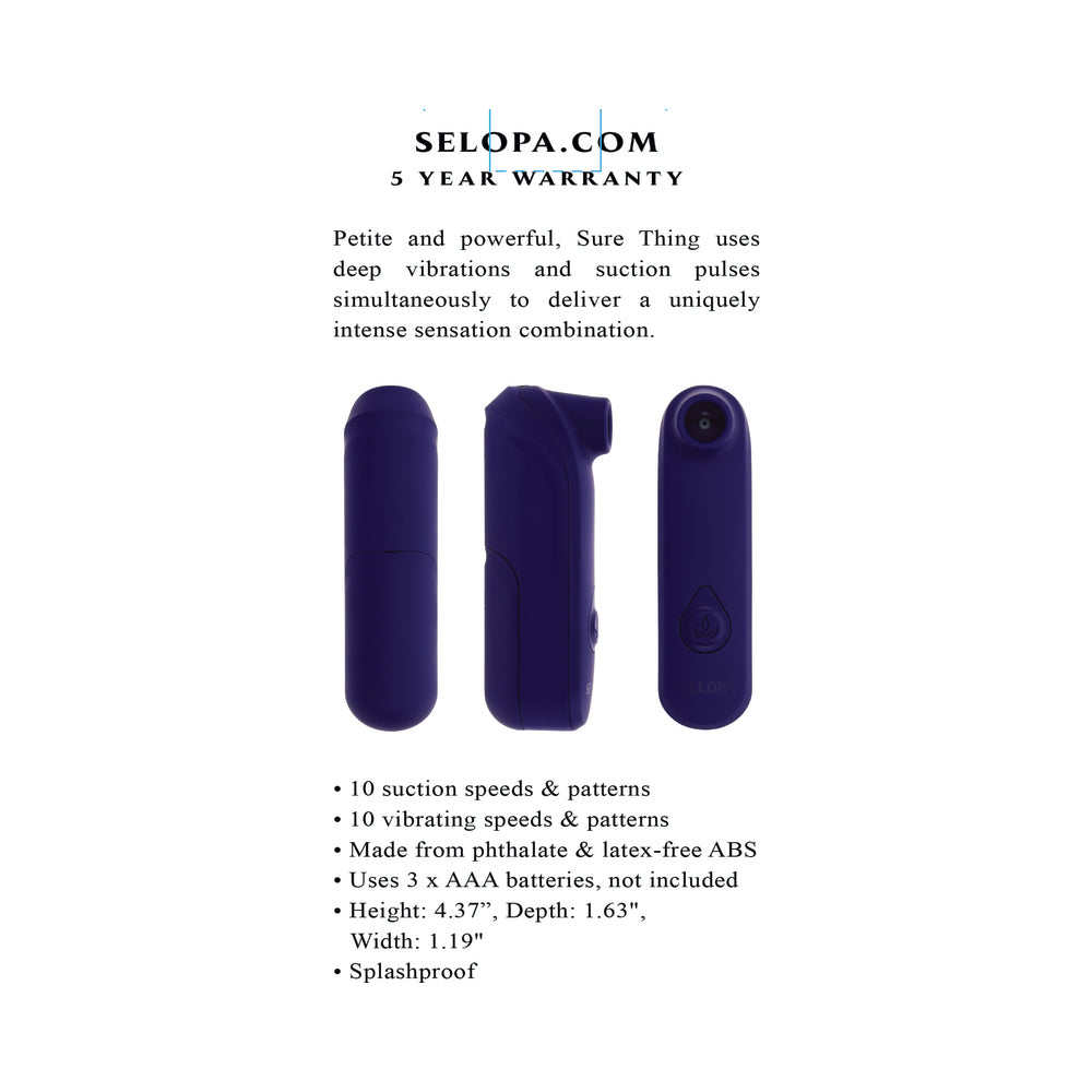 Selopa Sure Thing AAA Battery Vibrating Suction Silicone Purple - Image 9