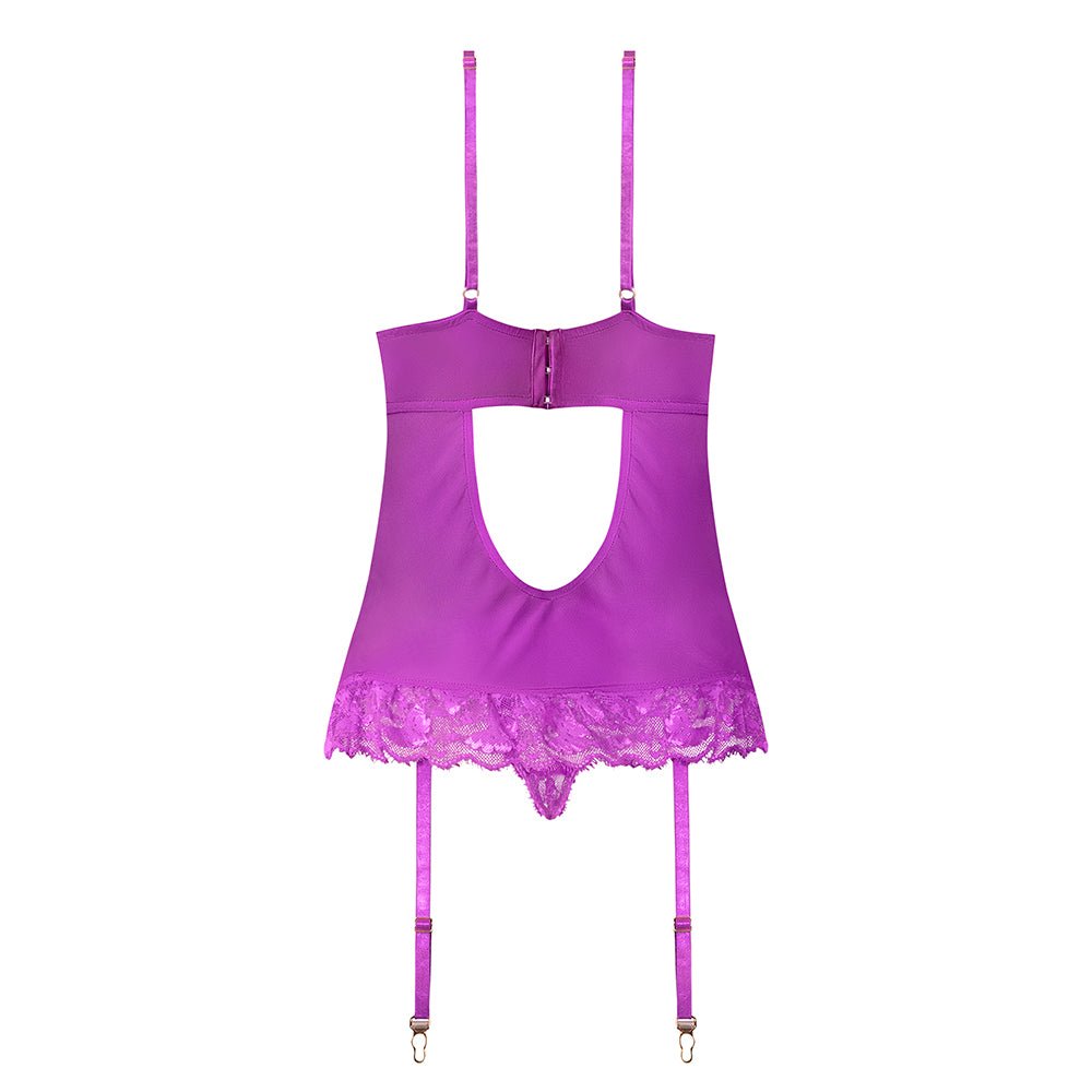 Magic Silk Butterfly Fantasies Basque & Cheeky Panty Set Neon Purple S/M - Image 6