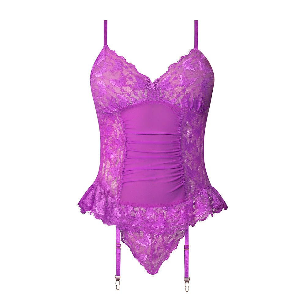 Magic Silk Butterfly Fantasies Basque & Cheeky Panty Set Neon Purple L/XL - Image 5