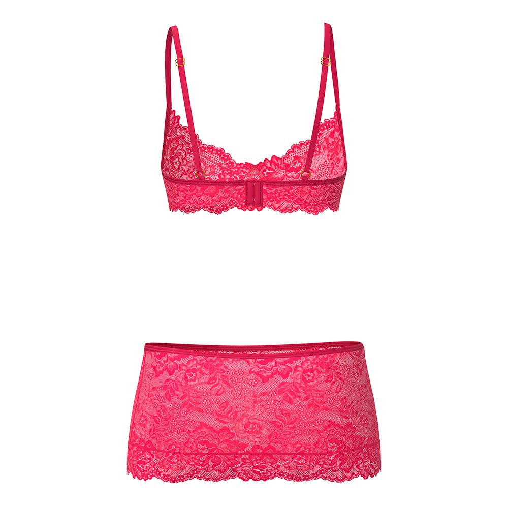 Magic Silk Get It Girl Bra, Skirt & Thong Set Diva Pink Queen Size - Image 6