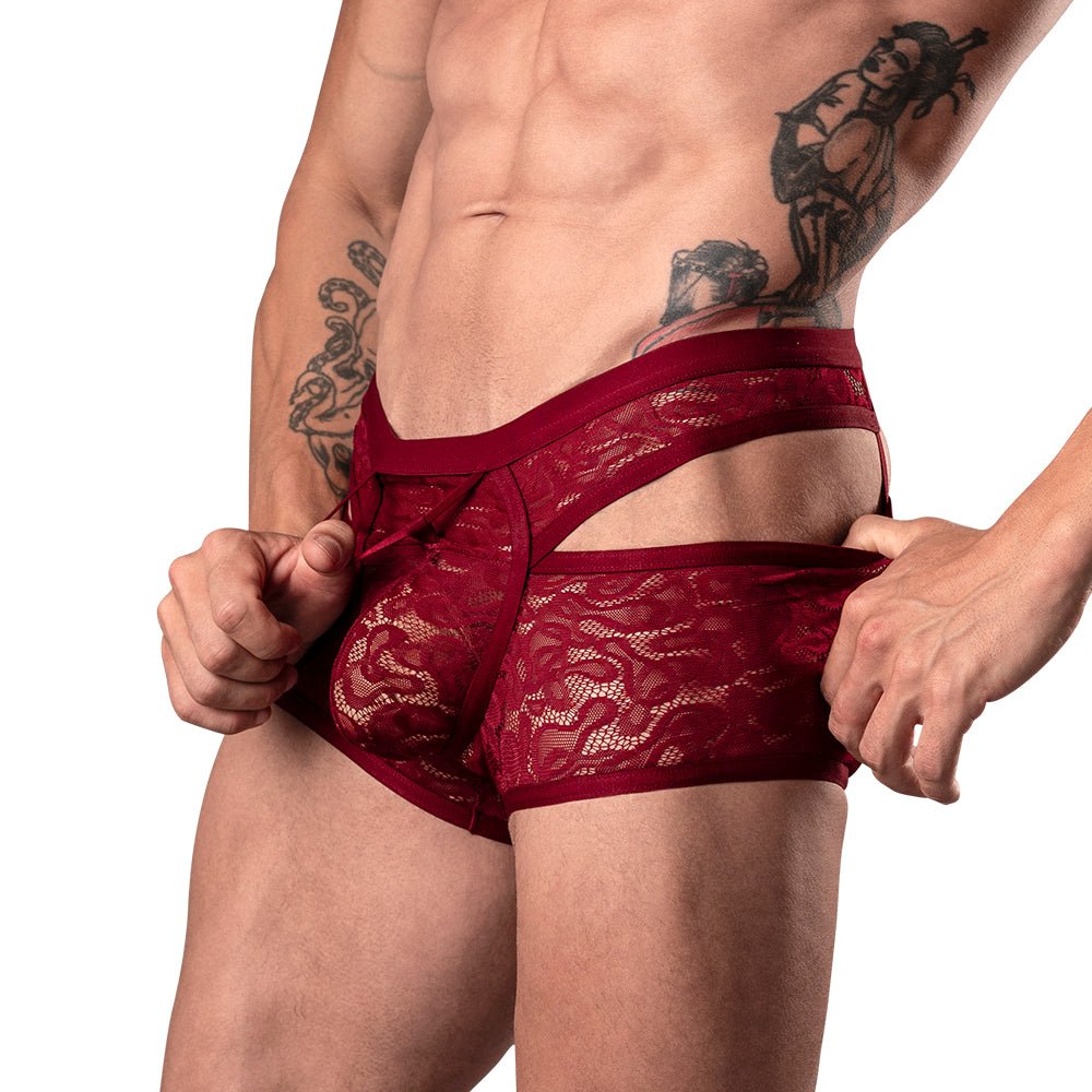 Male Power Lucifer Cutout Short Burgundy L - Image 2