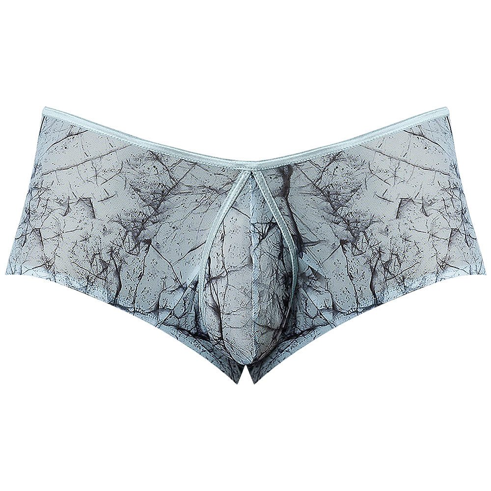 Male Power Marble Mesh Micro Mini Short Silver Blue S - Image 4
