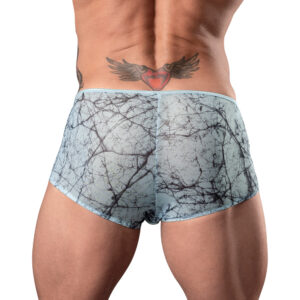 Male Power Marble Mesh Micro Mini Short Silver Blue XL - Image 3