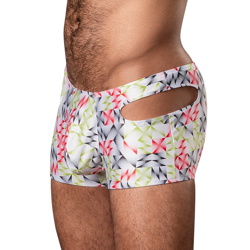 Male Power Cut It Out! Cutout Mini Short Red/Black XL - Image 2