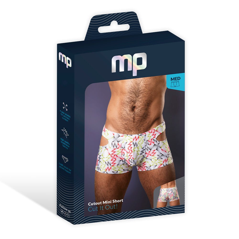 Male Power Cut It Out! Cutout Mini Short Red/Black XL - Image 4