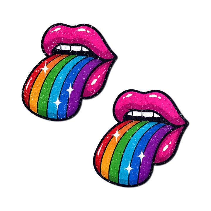 Pastease Taste the Rainbow Sparkling Tongue Out Breast Covers