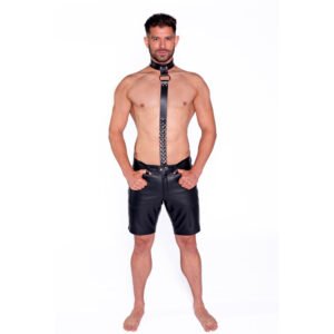 Prowler RED Leather Collar with Strap - Image 3