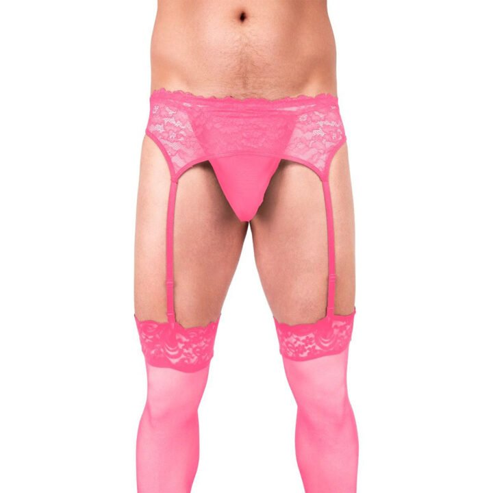 Prowler Lace Garter Set Pink S