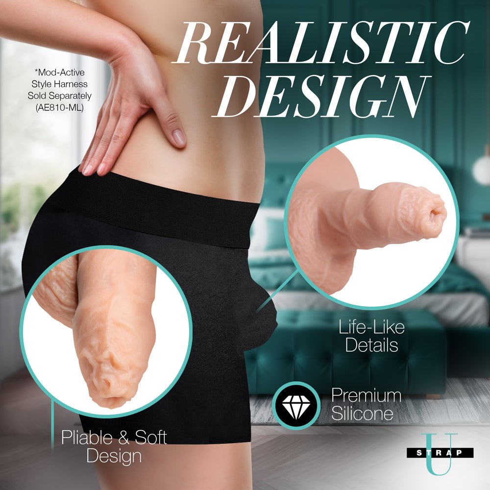 Strap U 5.1 in. Uncut Silicone Packer Dildo Light - Image 10