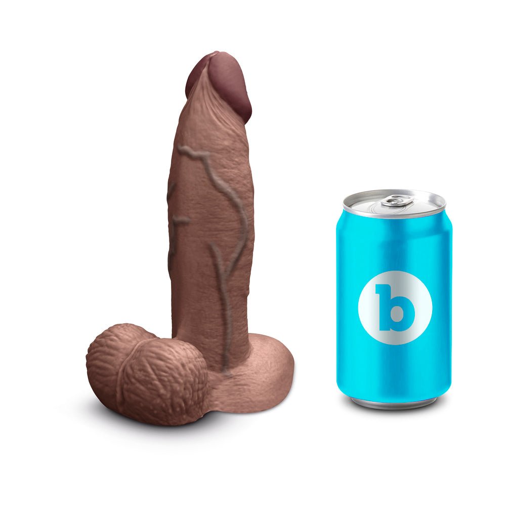 b-Vibe Slipskin Realistic Silicone Dildo 7 in. Girthy Brown - Image 9