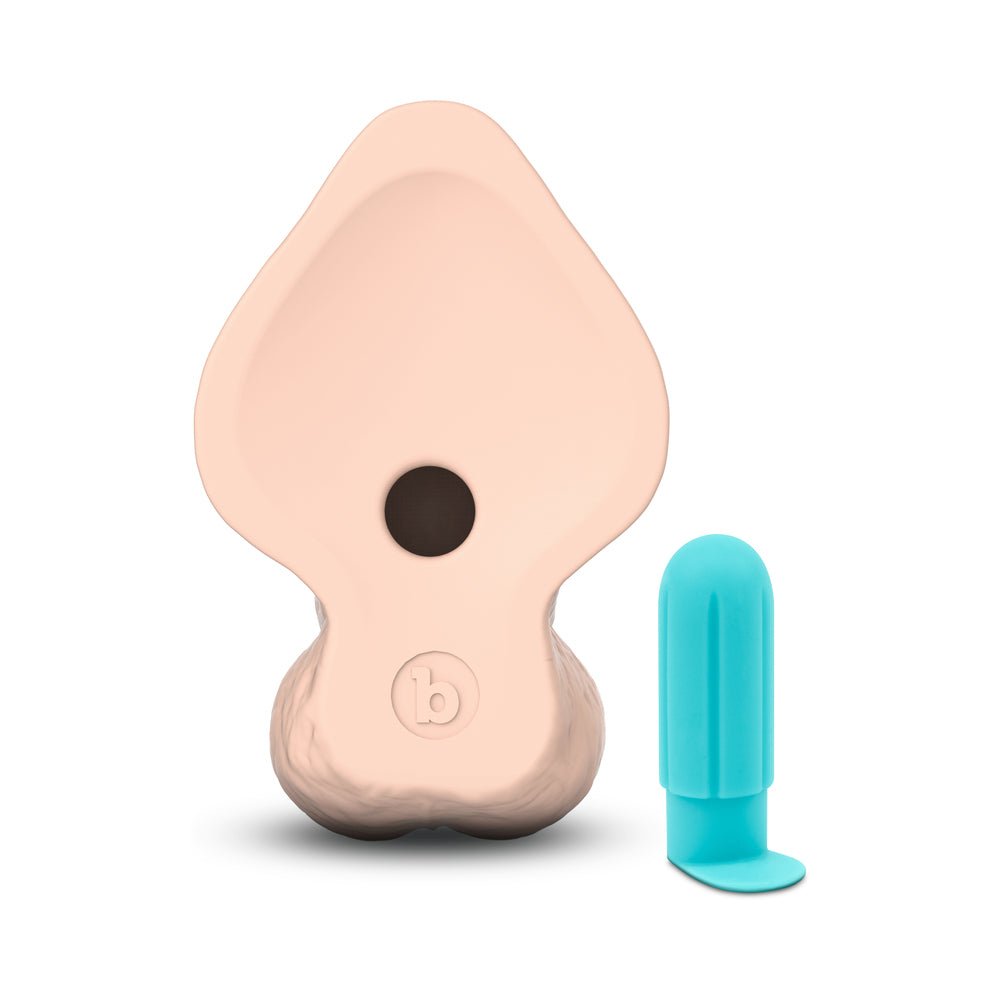 b-Vibe Slipskin Realistic Silicone Dildo 10 in. Curved Cream - Image 5